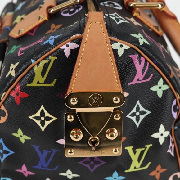 LOUIS VUITTON Monogram Multicolor Speedy 30 Hand Bag Black M92642 Auth yk19115A - Picture 10 of 16